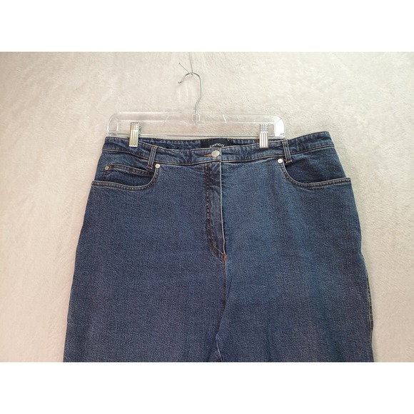 Bianca Jeans Women Size 16 Blue Denim Cotton Flat Front Wide Leg 5-Pocket Design - Picture 8 of 10
